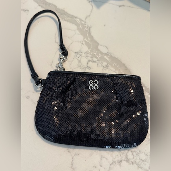 Coach Y2K Black Sequin Wristlet with Silver Accent - Picture 1 of 6